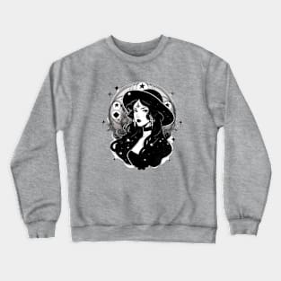 Black and White Witchy Girl Crewneck Sweatshirt